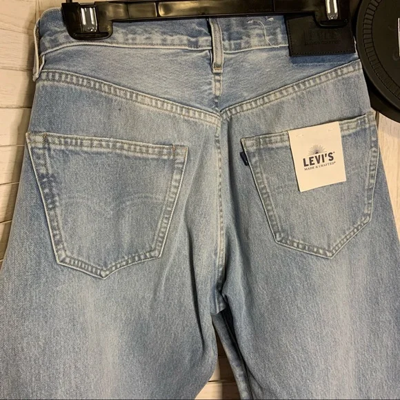 Levi’s Made and Crafted Unique Split Leg Mid Rise Light Wash Bleached Jeans New